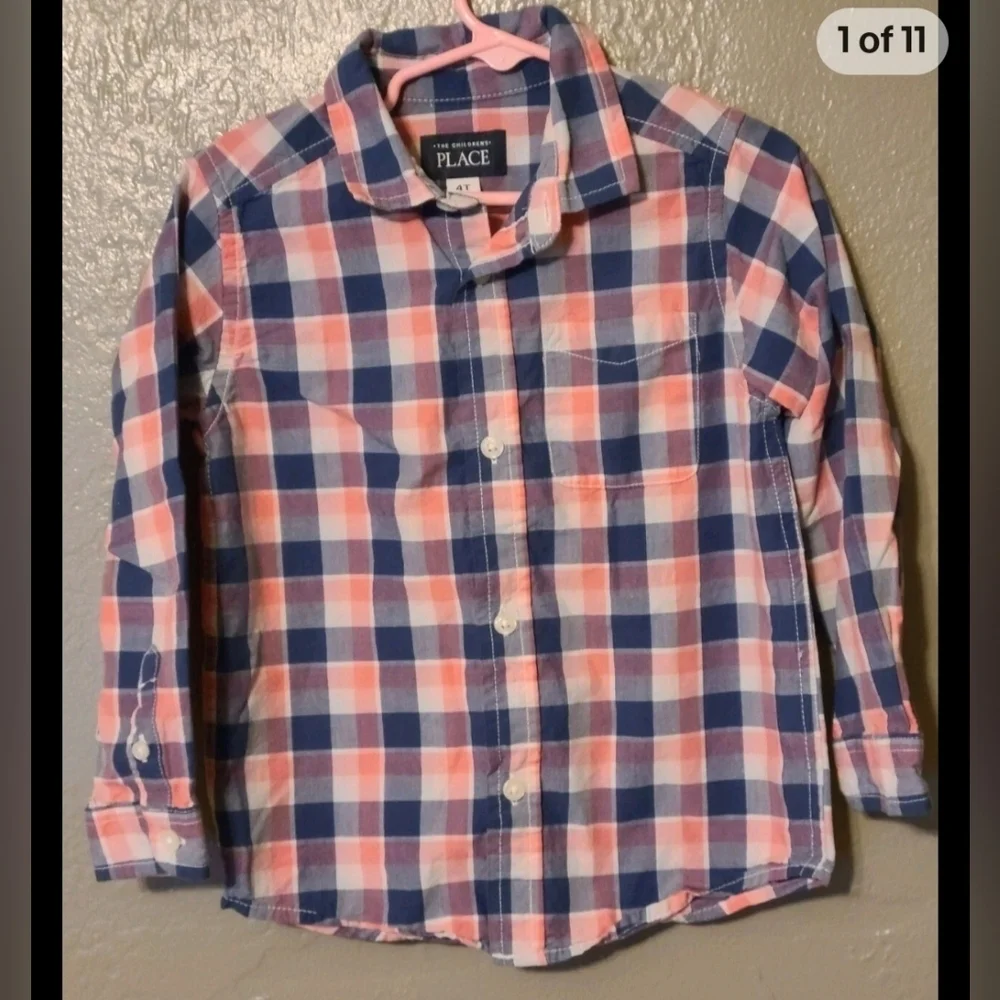 Children's Place boys size 4T Causal Stylish button-down long sleeve shirt EUC